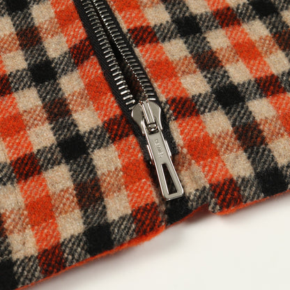 コート チェック カシミヤ ウール オレンジ ベージュ ブラック フード付き エルメス アウター HERMES