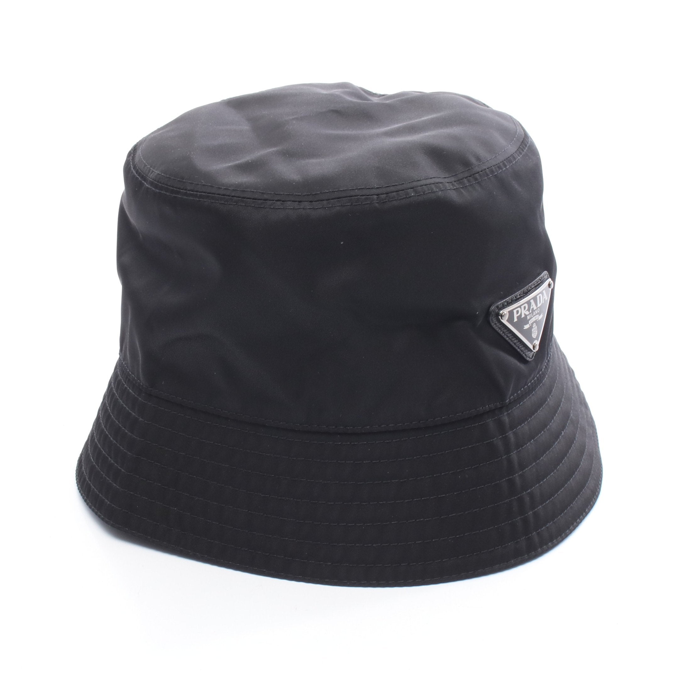Re-Nylon バケット ハット ナイロン ブラック 三角プレート プラダ – RECLO