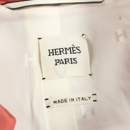 セリエボタン ステンカラーコート ウール ピンクレッド エルメス アウター HERMES