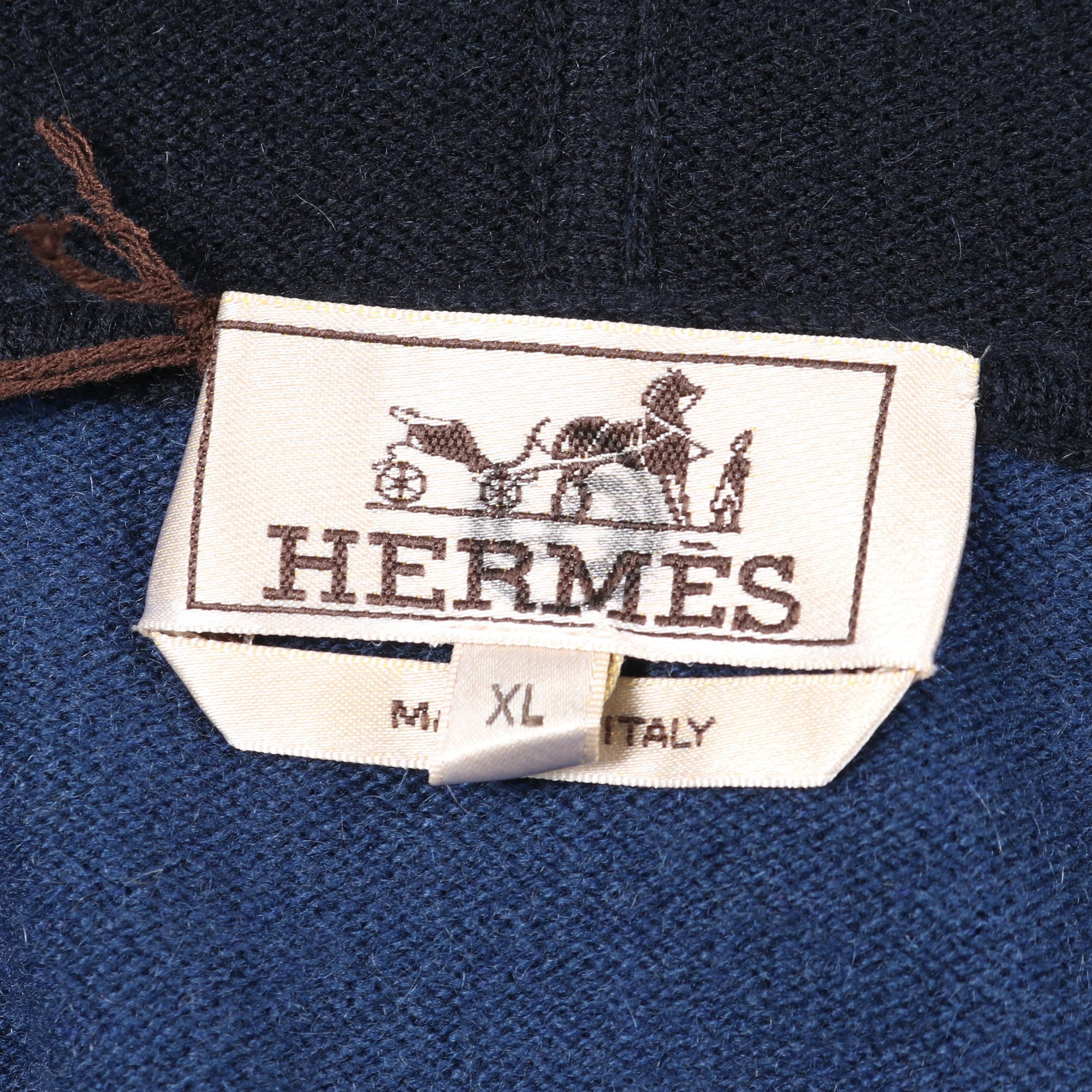 Hロゴ ニット ジップアップパーカー カシミヤ ブルー ネイビー