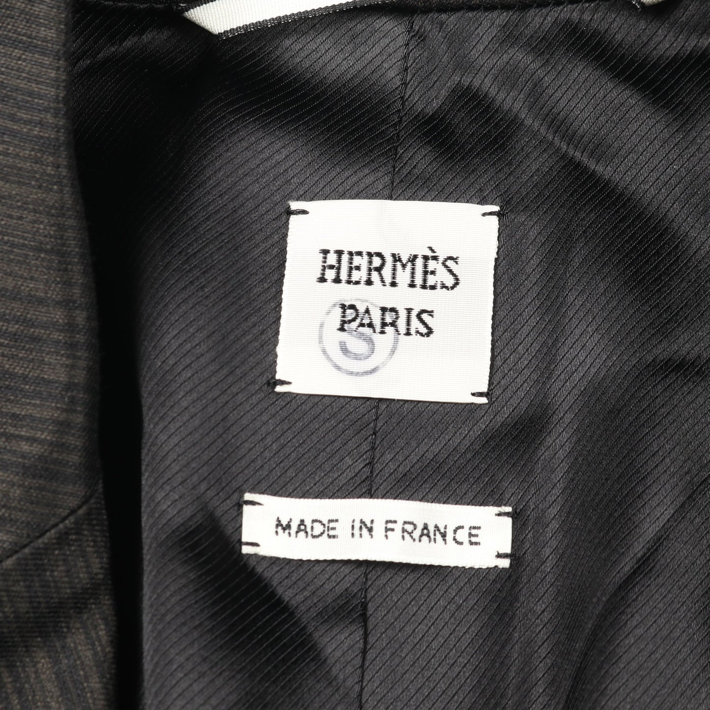 ジャケット リボン ウール シルク ブラック ダークグレー エルメス アウター HERMES