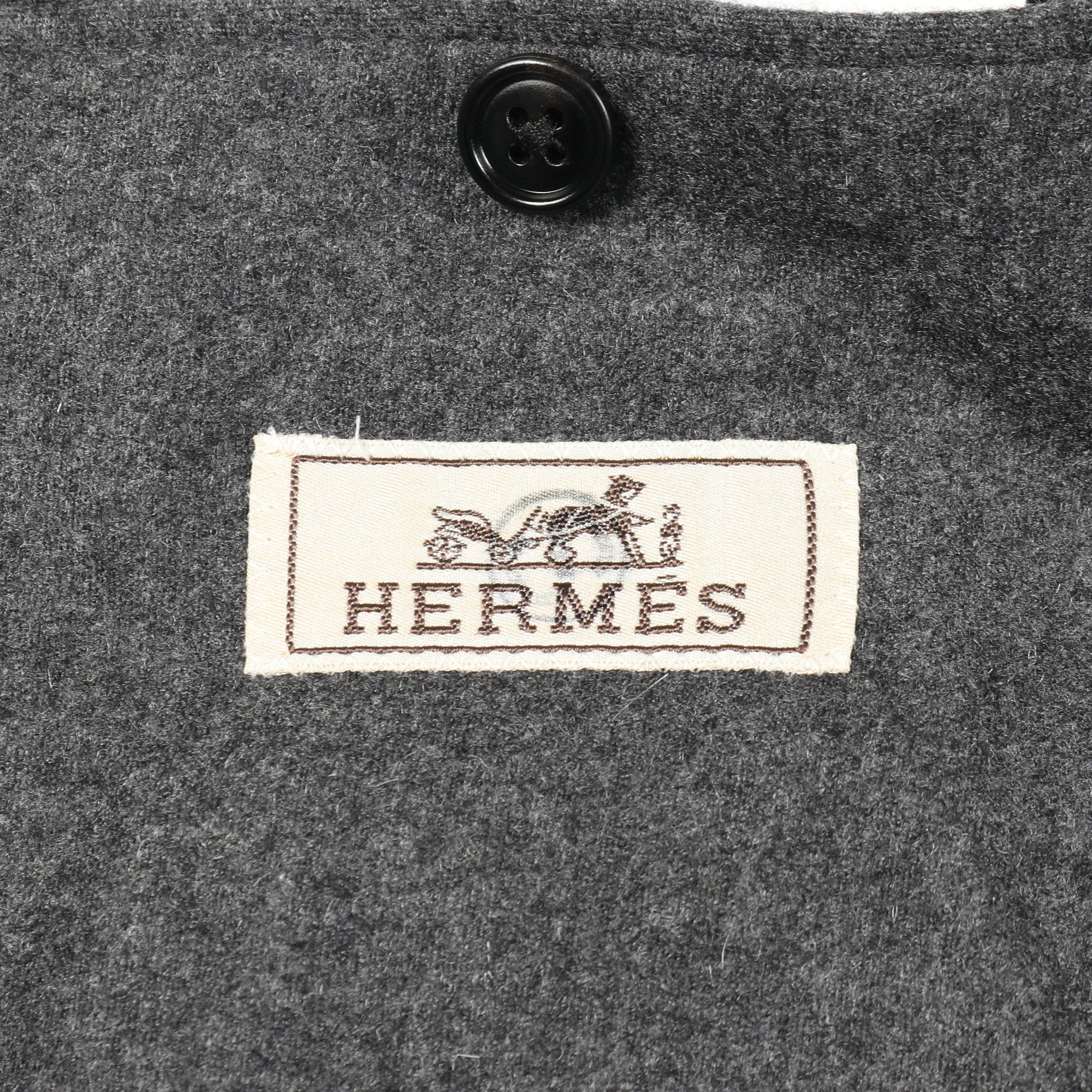 【人気】エルメス テーラードジャケット グレー系 レザー サイズ44 カシミヤ混 HERMES（エルメス）テーラードジャケット グレー サイズ:46(M位