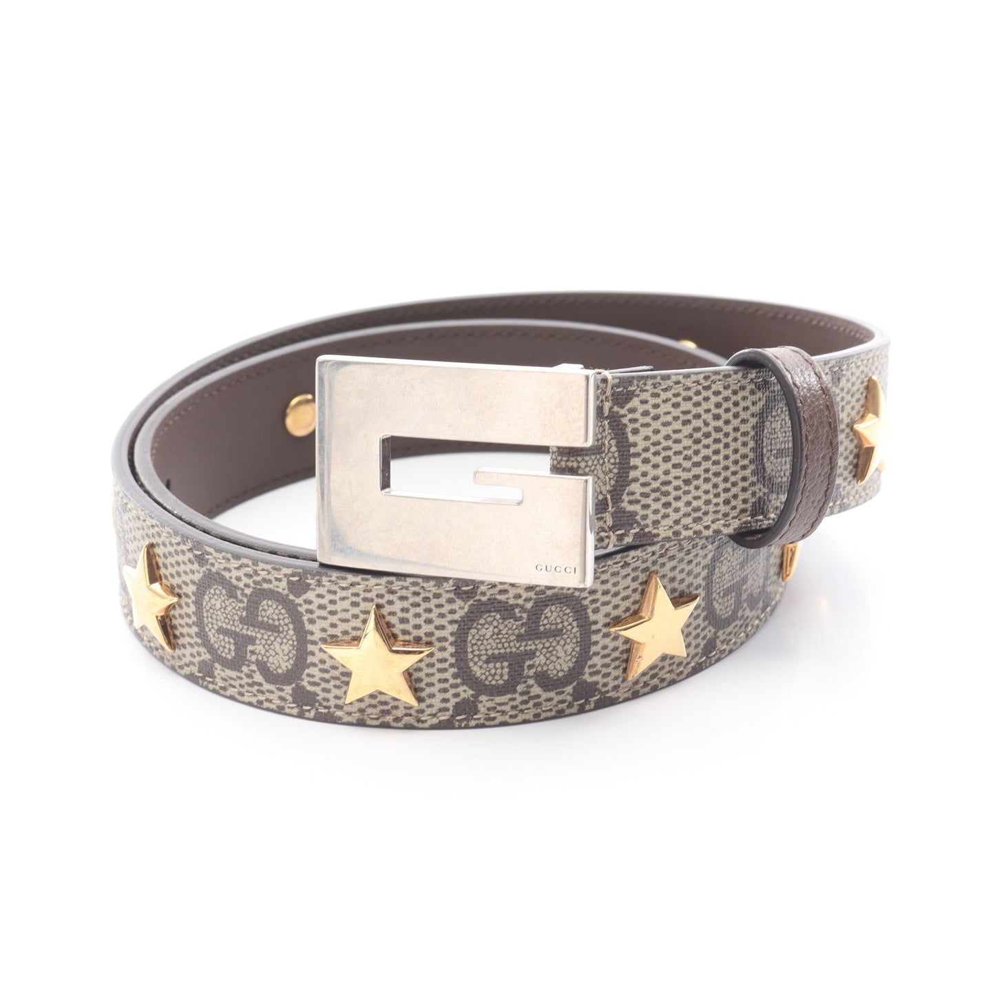 Memorable Buckle GGスプリーム ベルト スター PVC レザー ベージュ ダークブラウン グッチ 財布・小物 GUCCI