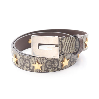 Memorable Buckle GGスプリーム ベルト スター PVC レザー ベージュ ダークブラウン グッチ 財布・小物 GUCCI