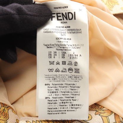FENDI × VERSACE ワンピース ナイロン イエロー ゴールド ブラック フェンディ ワンピース FENDI