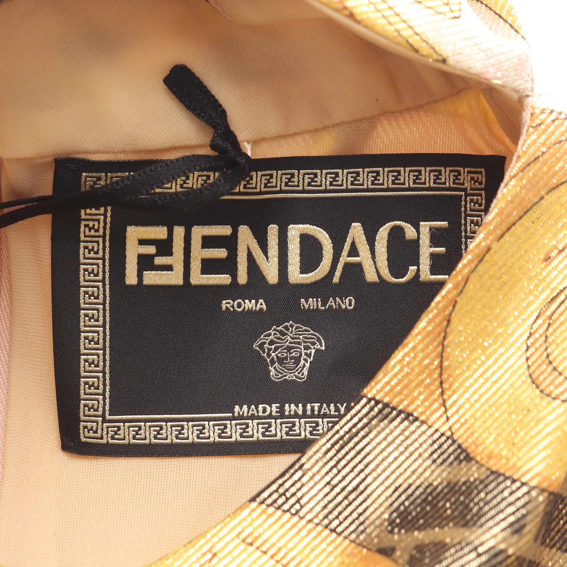 FENDI × VERSACE ワンピース ナイロン イエロー ゴールド ブラック フェンディ ワンピース FENDI