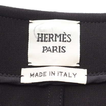 ジップアップ ノーカラージャケット ビスコース ブラック エルメス アウター HERMES