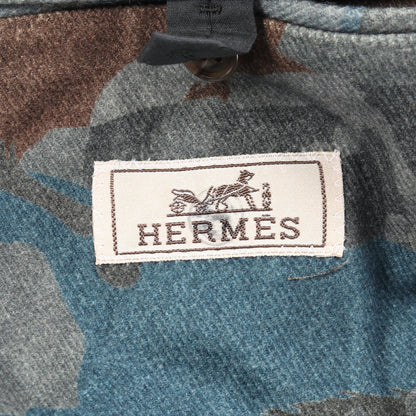 テーラードジャケット チェック 千鳥格子 ウール シルク カシミヤ グレー ブラウン ブルー エルメス アウター HERMES