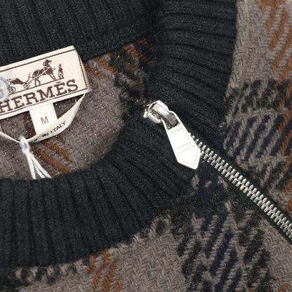 セーター ニット チェック ウール グレー マルチカラー エルメス トップス HERMES