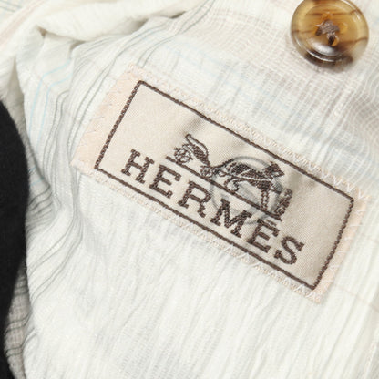 テーラードジャケット チェック リネン ホワイト マルチカラー エルメス アウター HERMES