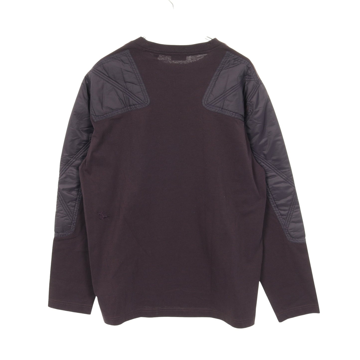 Tシャツ クルーネック 長袖 ロゴ刺繍 コットン ダークパープル ナイロンパッチ バーバリー トップス BURBERRY