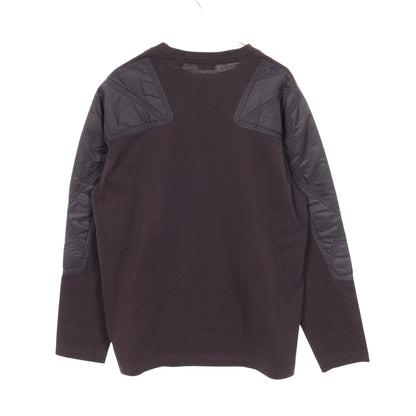 Tシャツ クルーネック 長袖 ロゴ刺繍 コットン ダークパープル ナイロンパッチ バーバリー トップス BURBERRY
