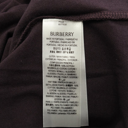 Tシャツ クルーネック 長袖 ロゴ刺繍 コットン ダークパープル ナイロンパッチ バーバリー トップス BURBERRY