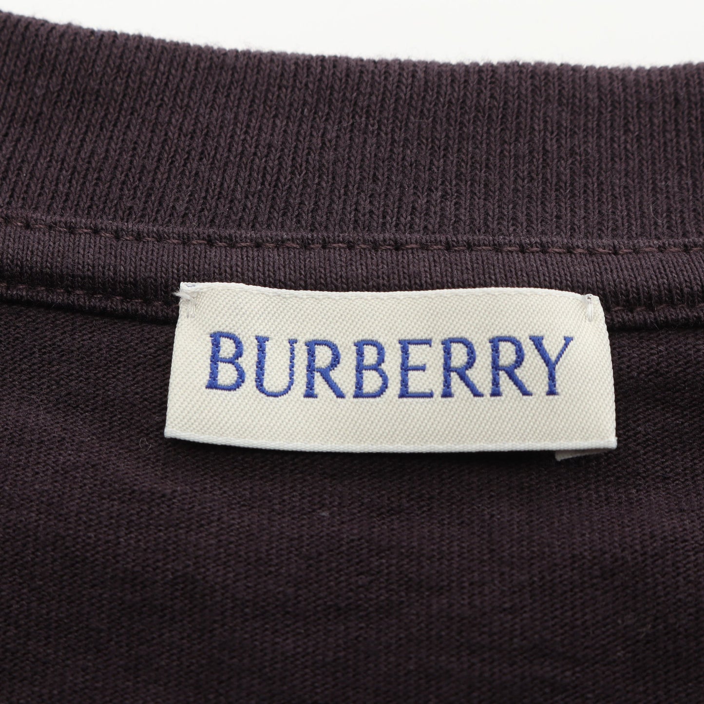 Tシャツ クルーネック 長袖 ロゴ刺繍 コットン ダークパープル ナイロンパッチ バーバリー トップス BURBERRY