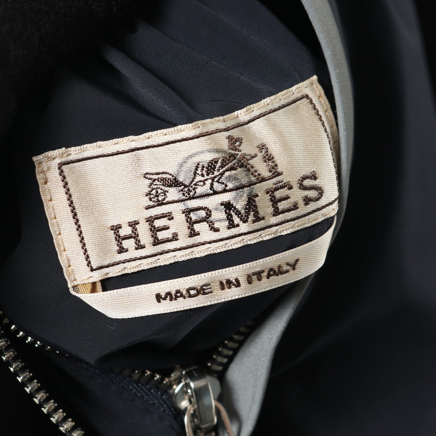 ジップアップパーカー ブルゾン ナイロン ネイビー ダークグリーン マルチカラー リバーシブル エルメス アウター HERMES