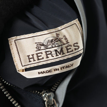 ジップアップパーカー ブルゾン ナイロン ネイビー ダークグリーン マルチカラー リバーシブル エルメス アウター HERMES
