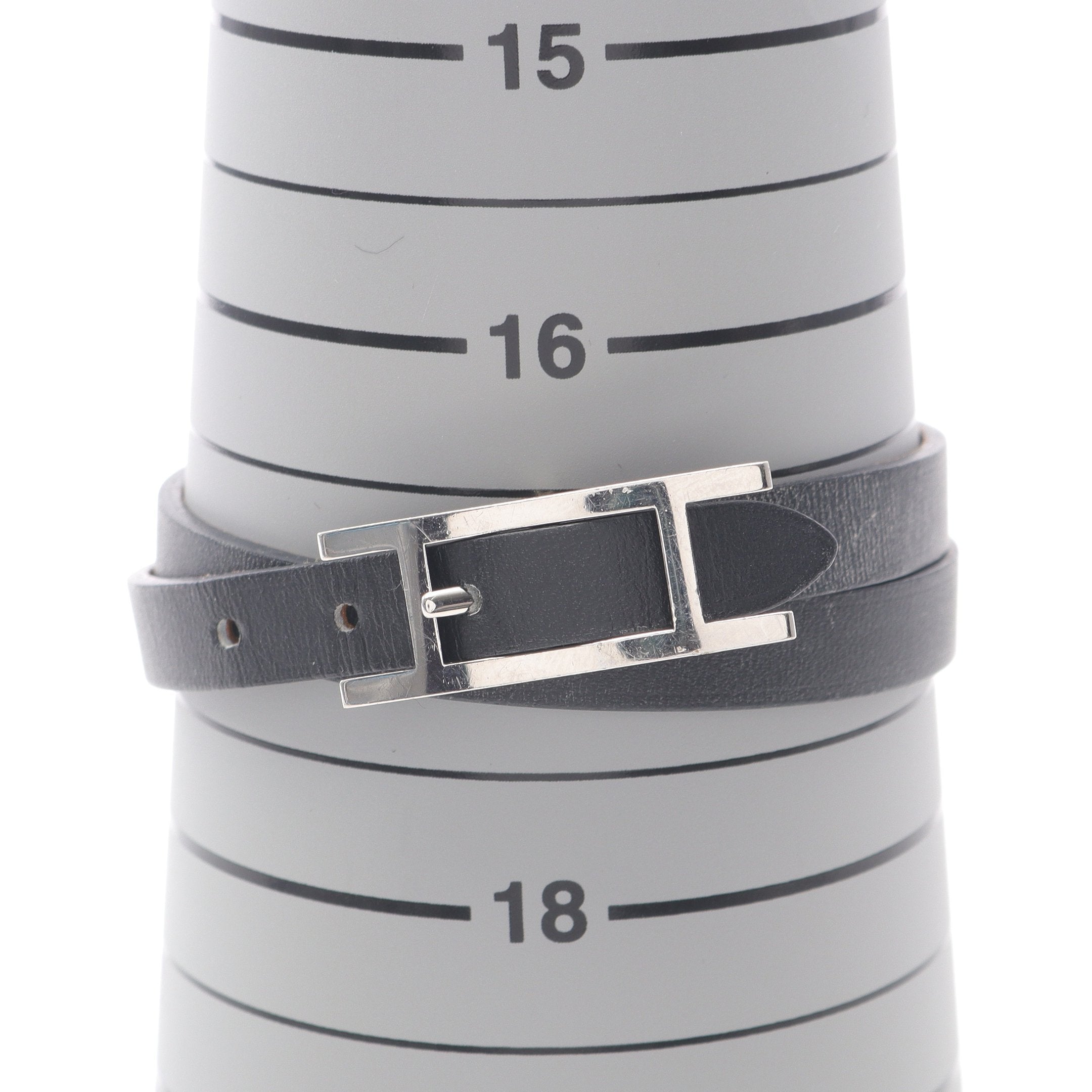 アピ3 ロング ブレスレット レザー シルバー ブラック エルメス – RECLO