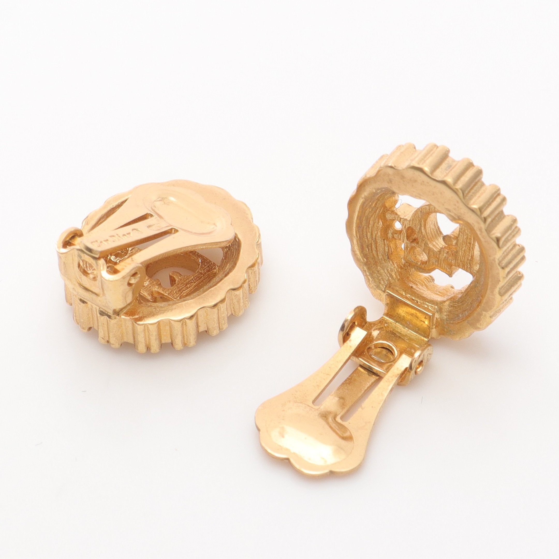 Diorロゴ イヤリング GP ラインストーン ゴールド クリア クリスチャン