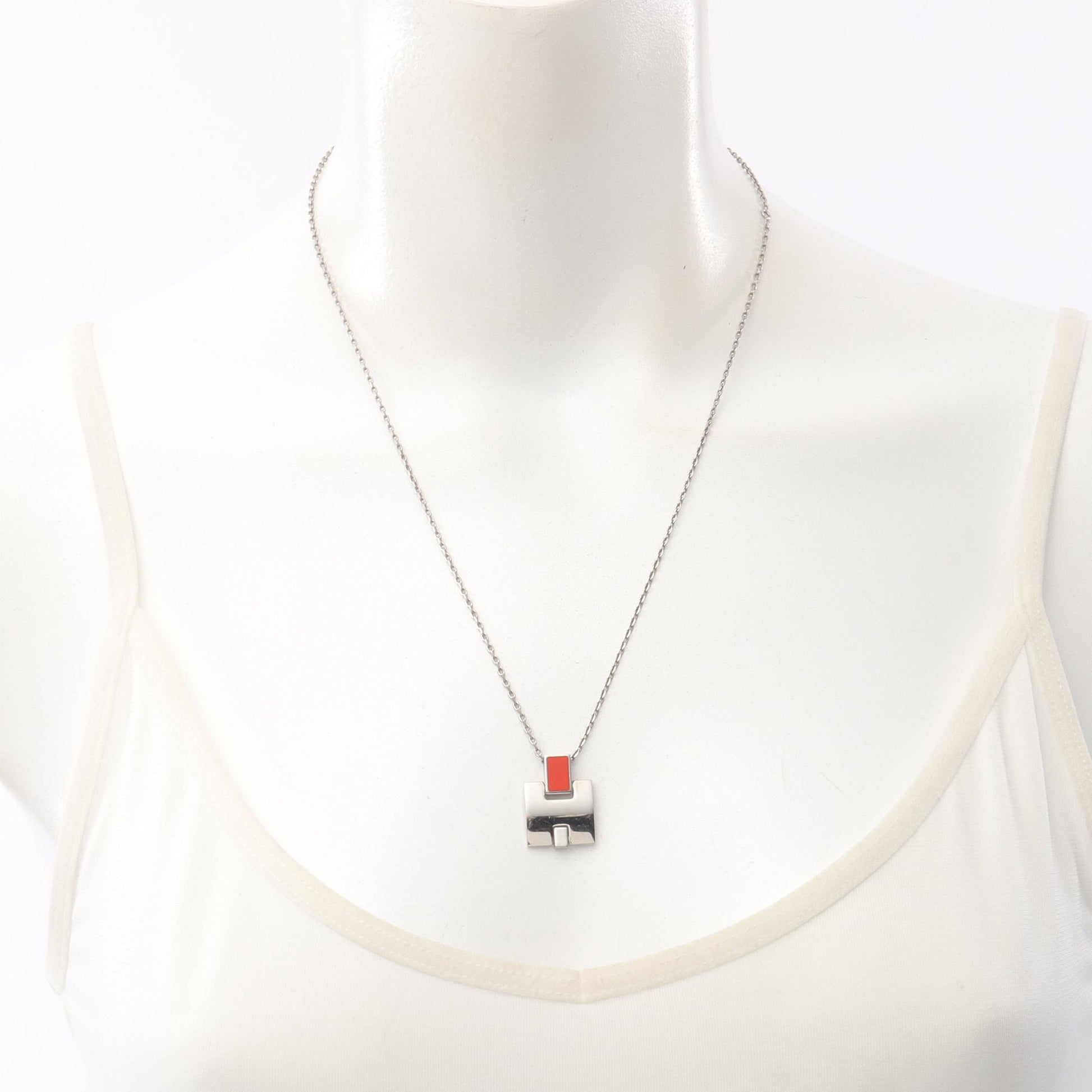 EILEEN アイリーン ネックレス シルバー オレンジレッド エルメス – RECLO
