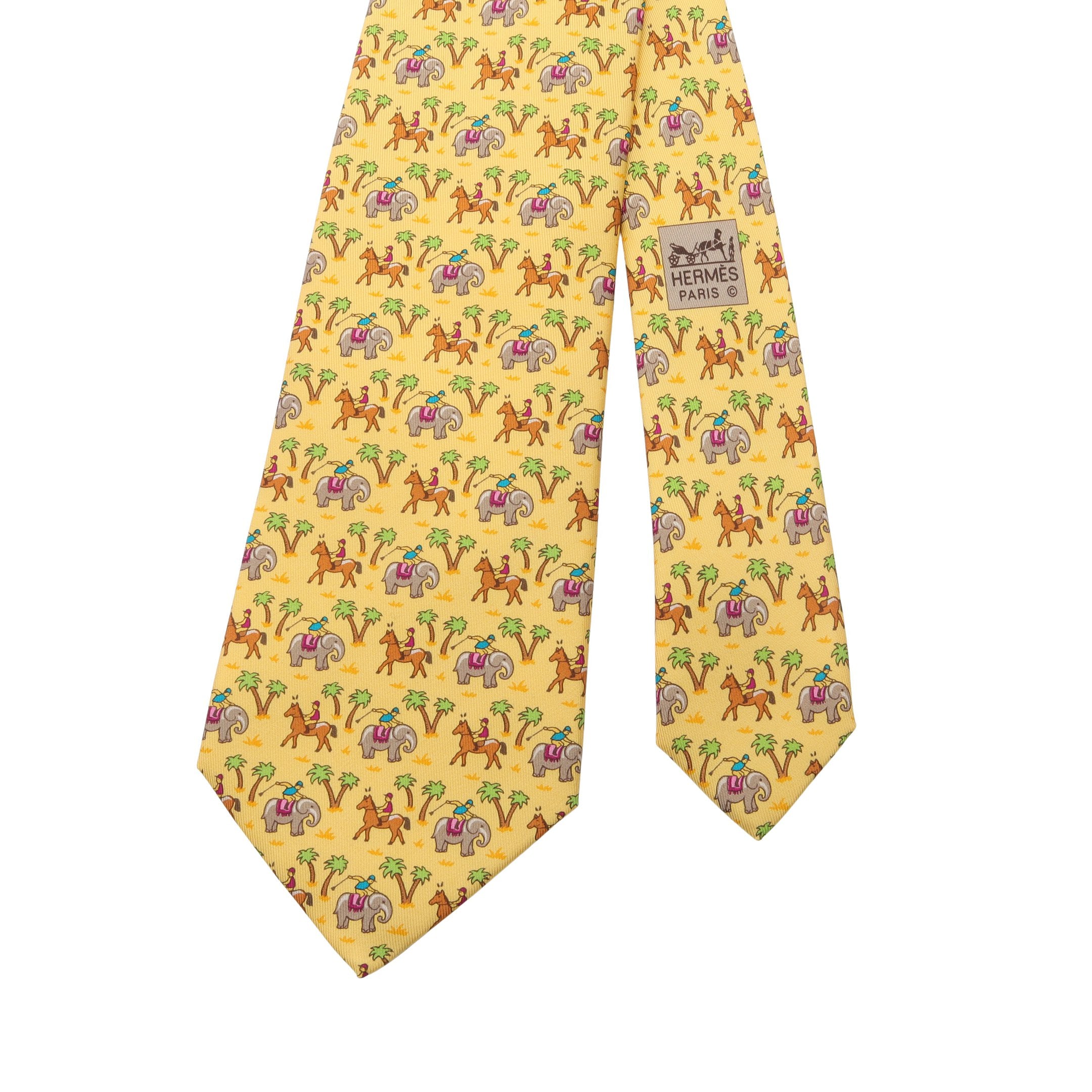 ネクタイ 馬柄 像柄 シルク ライトイエロー マルチカラー エルメス – RECLO