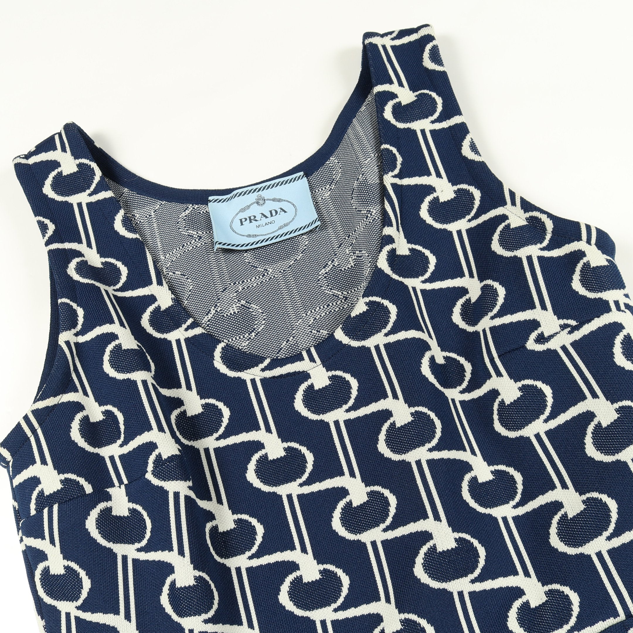 ワンピース ノースリーブ ネイビー オフホワイト プラダ – RECLO