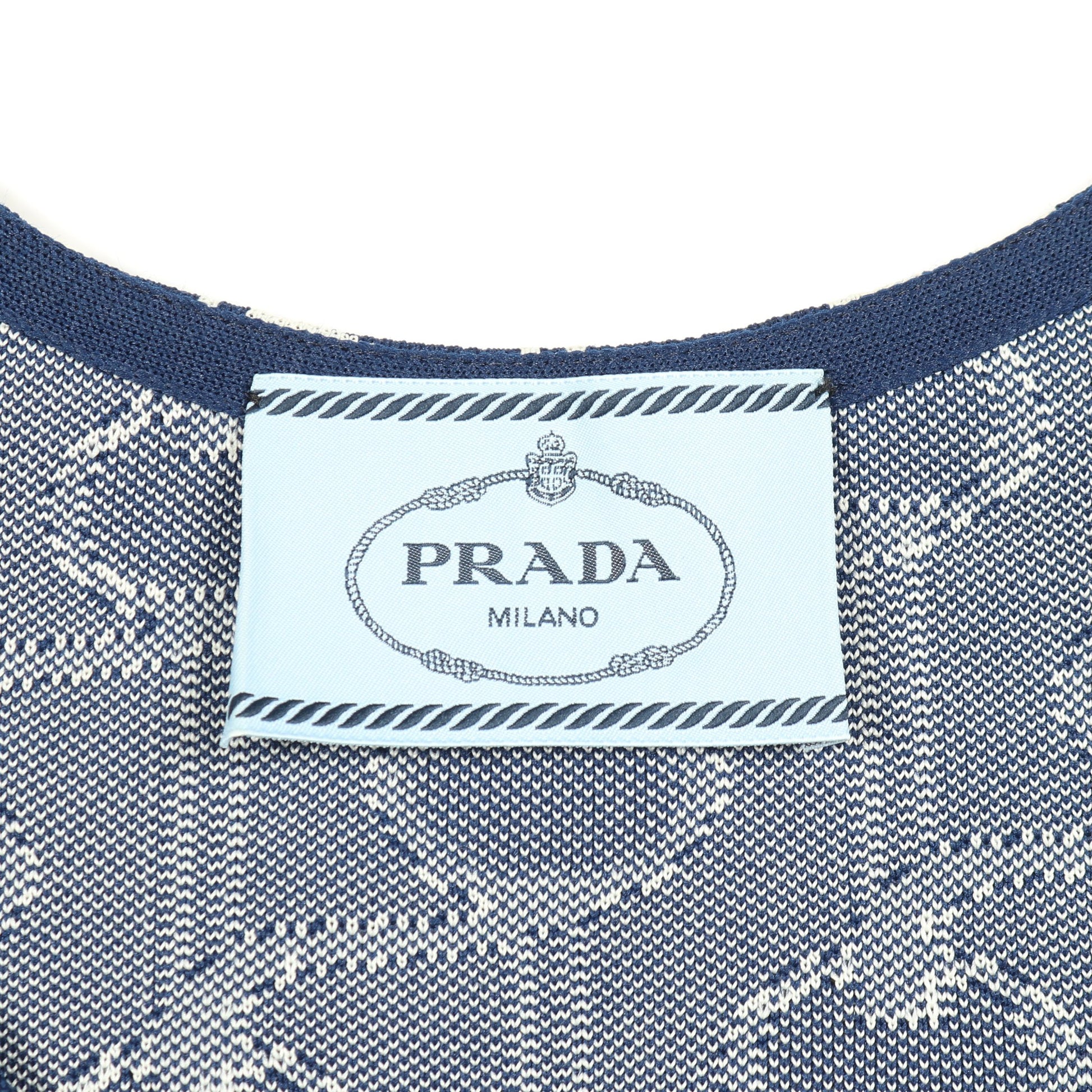 ワンピース ノースリーブ ネイビー オフホワイト プラダ ワンピース PRADA