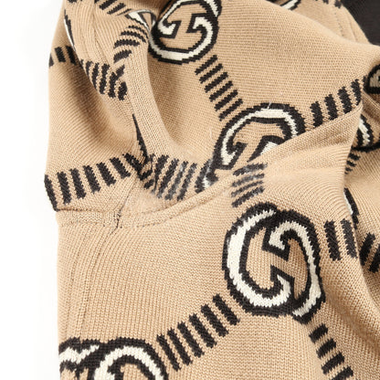 インターロッキングG リバーシブル カーディガン ウール ダークブラウン ベージュ グッチ トップス GUCCI