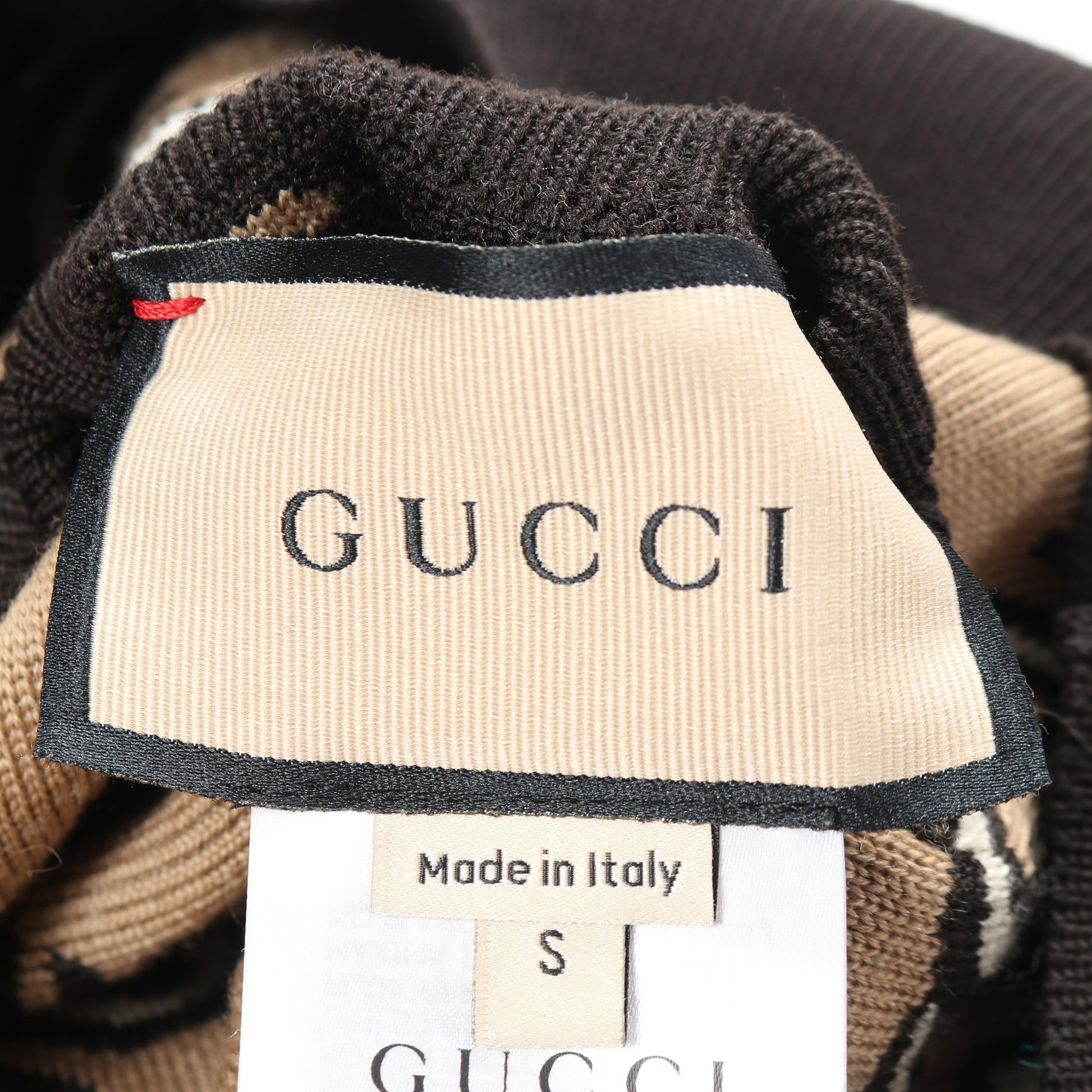 インターロッキングG リバーシブル カーディガン ウール ダークブラウン ベージュ グッチ トップス GUCCI