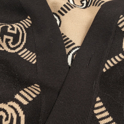 インターロッキングG リバーシブル カーディガン ウール ダークブラウン ベージュ グッチ トップス GUCCI
