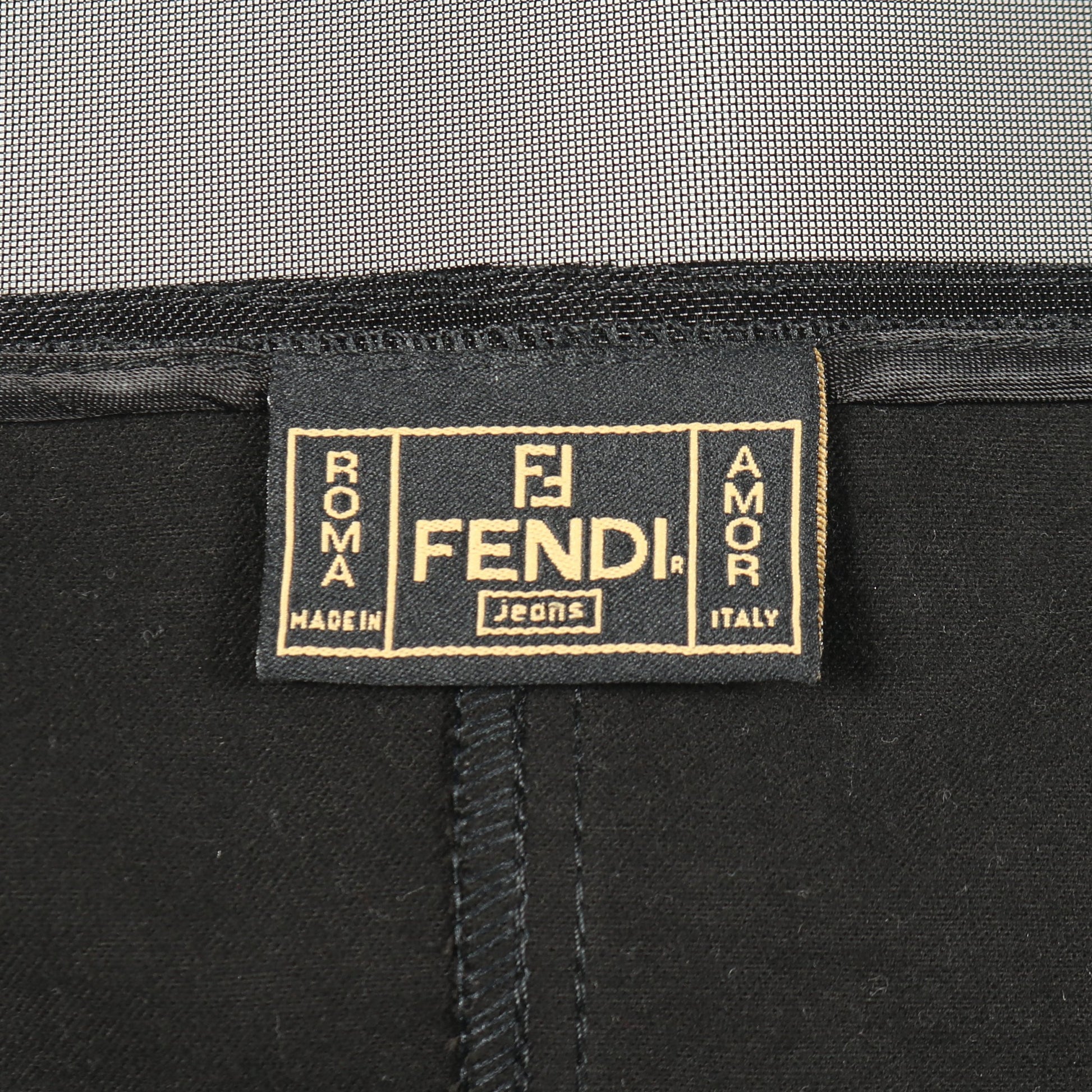 ジップアップ ワンピース コットン ブラック メッシュ フェンディ ワンピース FENDI