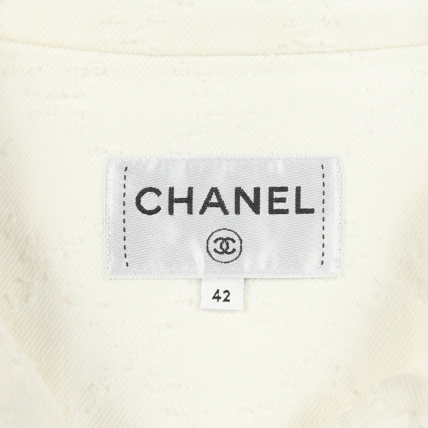 ココマーク 32 RUE CAMBON ボタン デニム ワンピース ノースリーブ コットン ホワイト シャネル ワンピース CHANEL