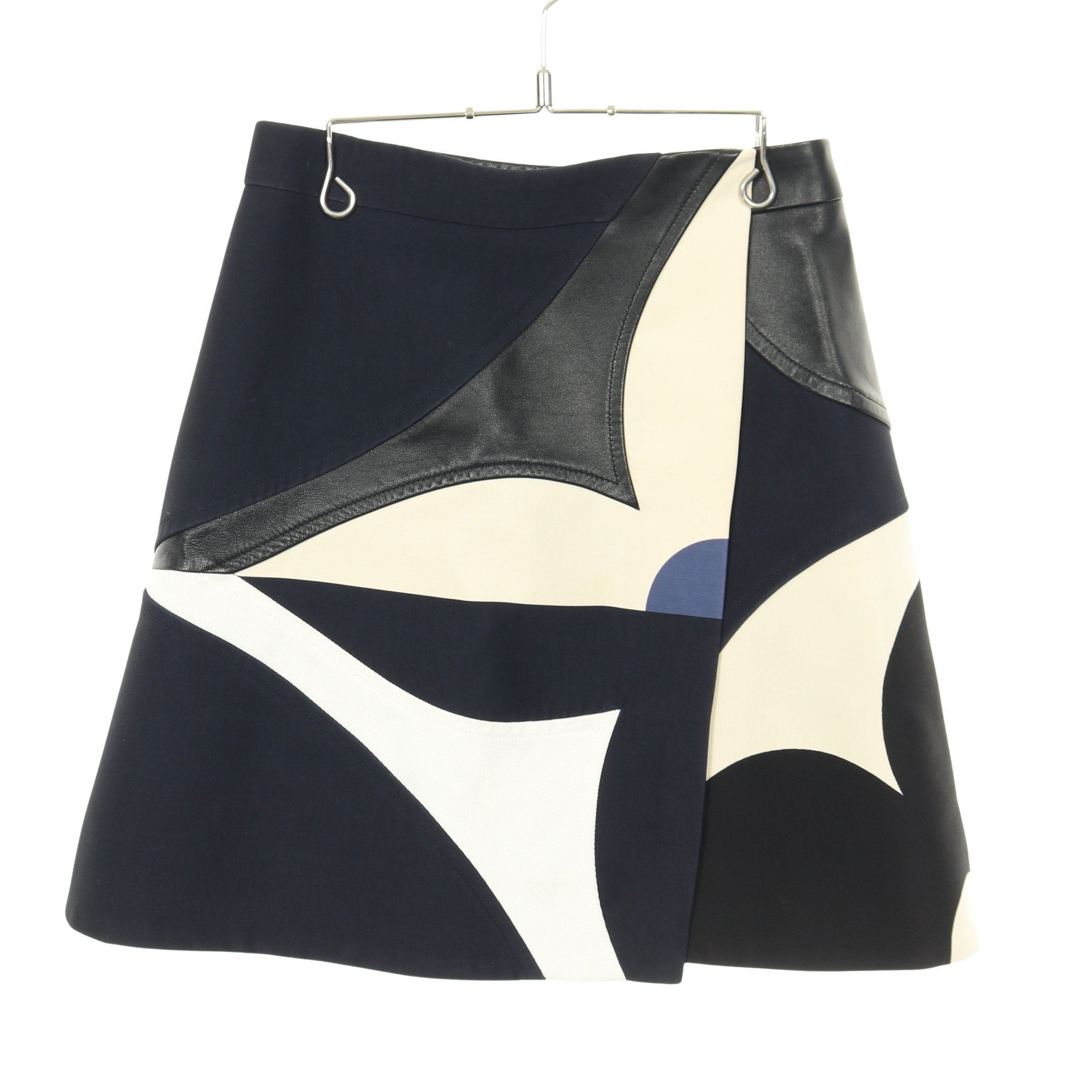 モノグラムフラワー ラップスカート ウール コットン シルク レザー