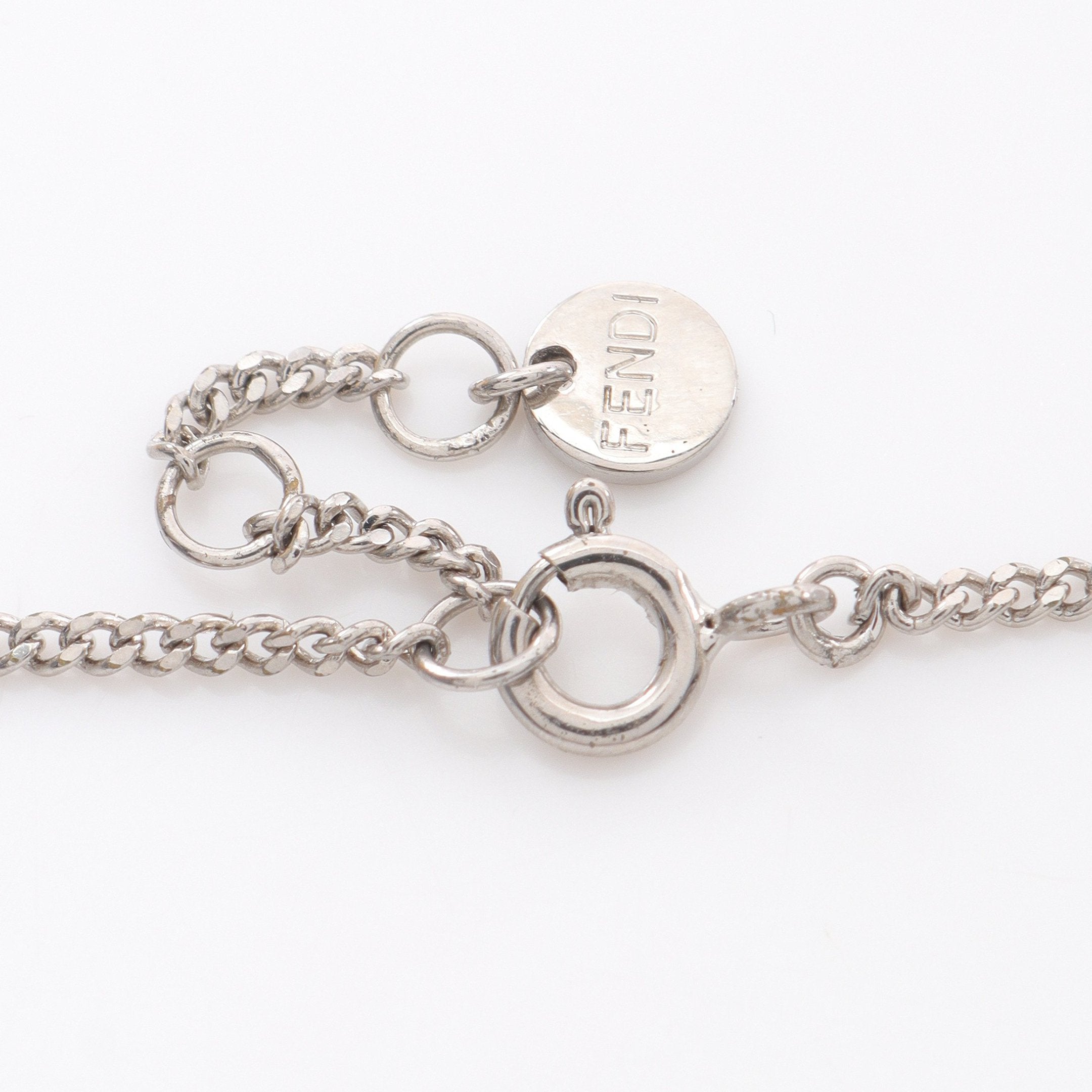 オーロック ネックレス ラインストーン シルバー クリア フェンディ