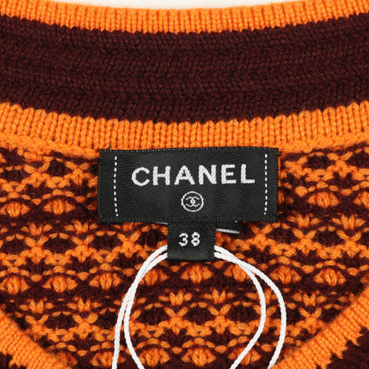 ココマークボタン ニットワンピース ノースリーブ カシミヤ オレンジ ボルドー シャネル ワンピース CHANEL