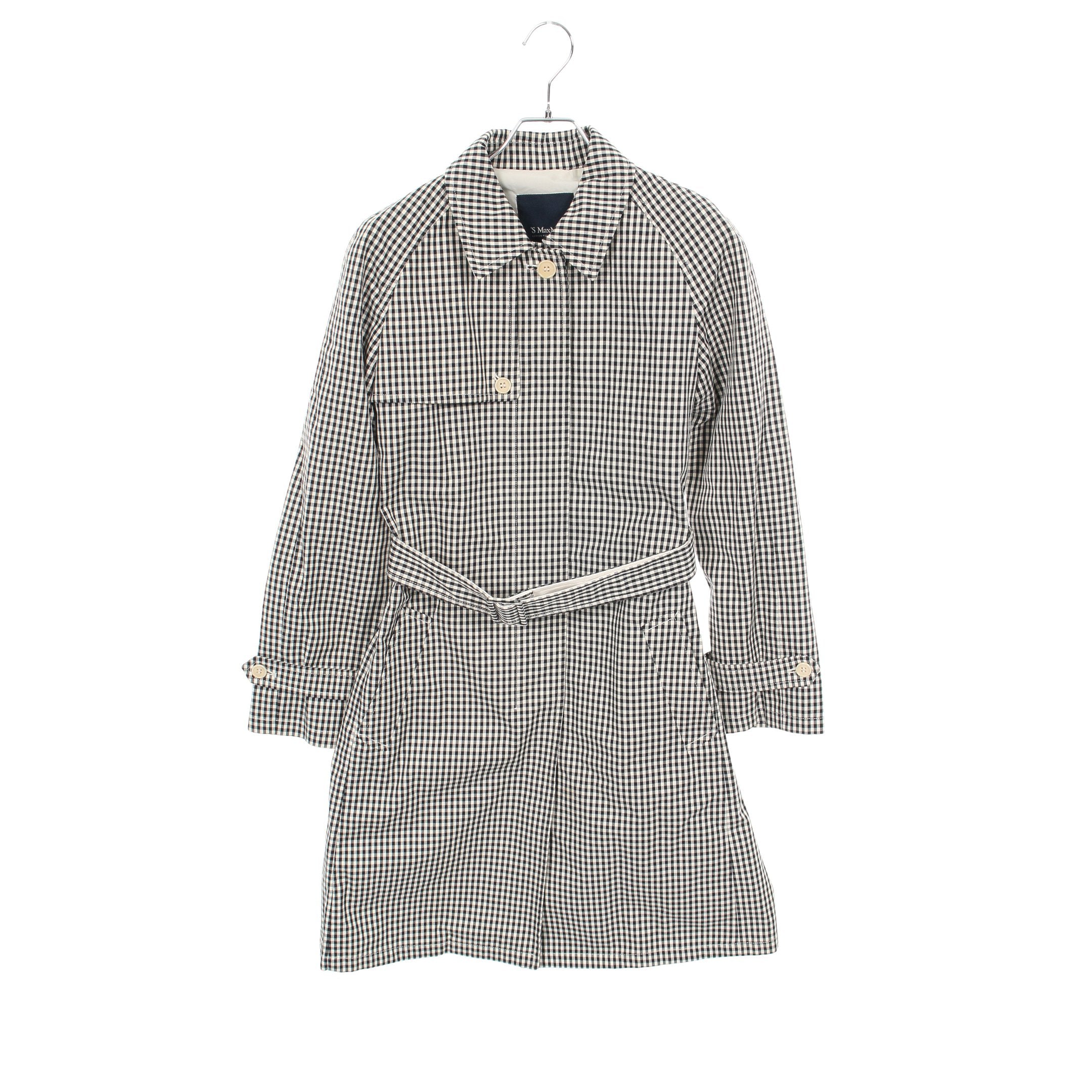 トレンチコート ギンガムチェック コットン ホワイト ブラック エス