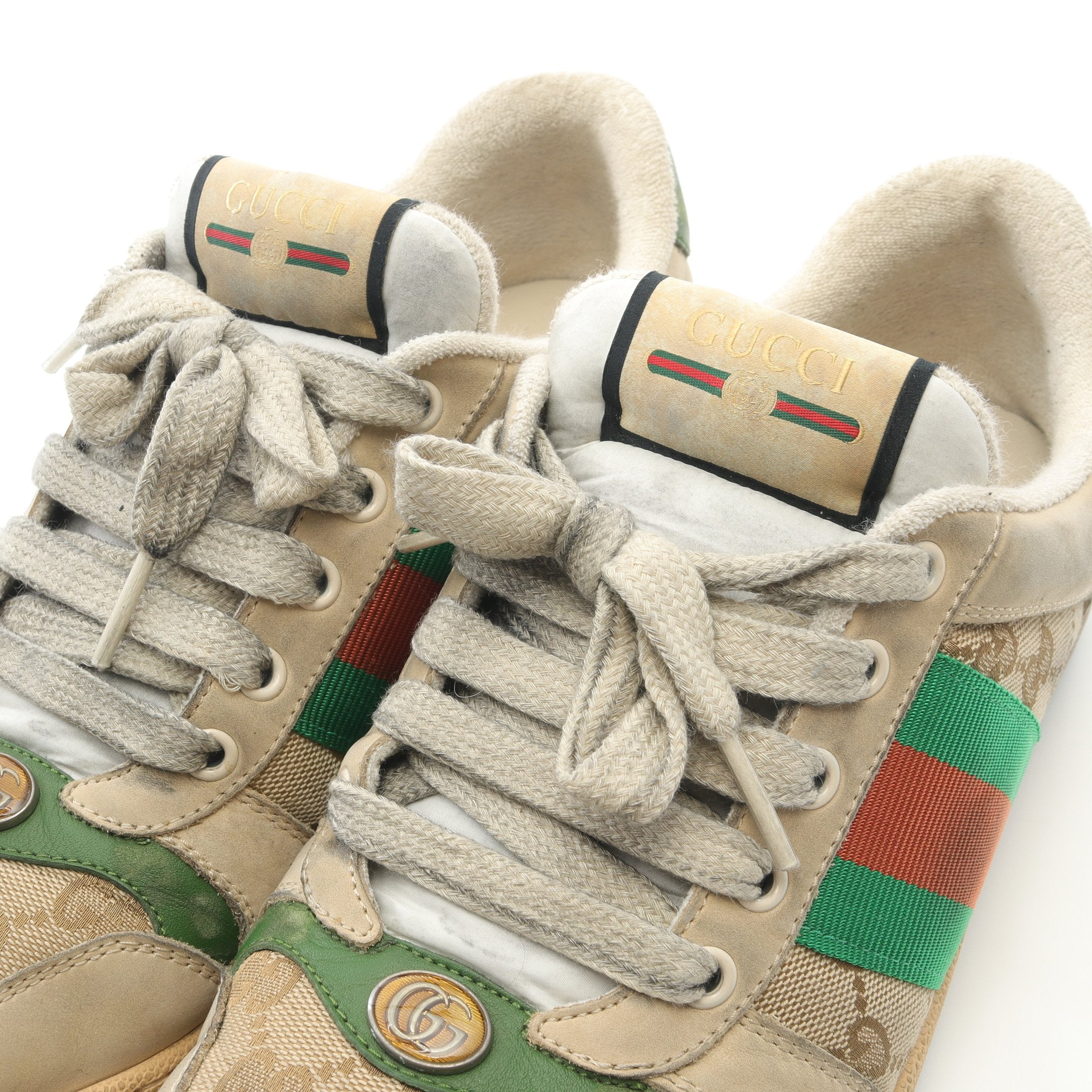 ✨美品✨グッチ　スクリーナー　GG キャンバススニーカー　8 2/1 スクリーナー GGキャンバス スニーカー キャンバス スエード ベージュ