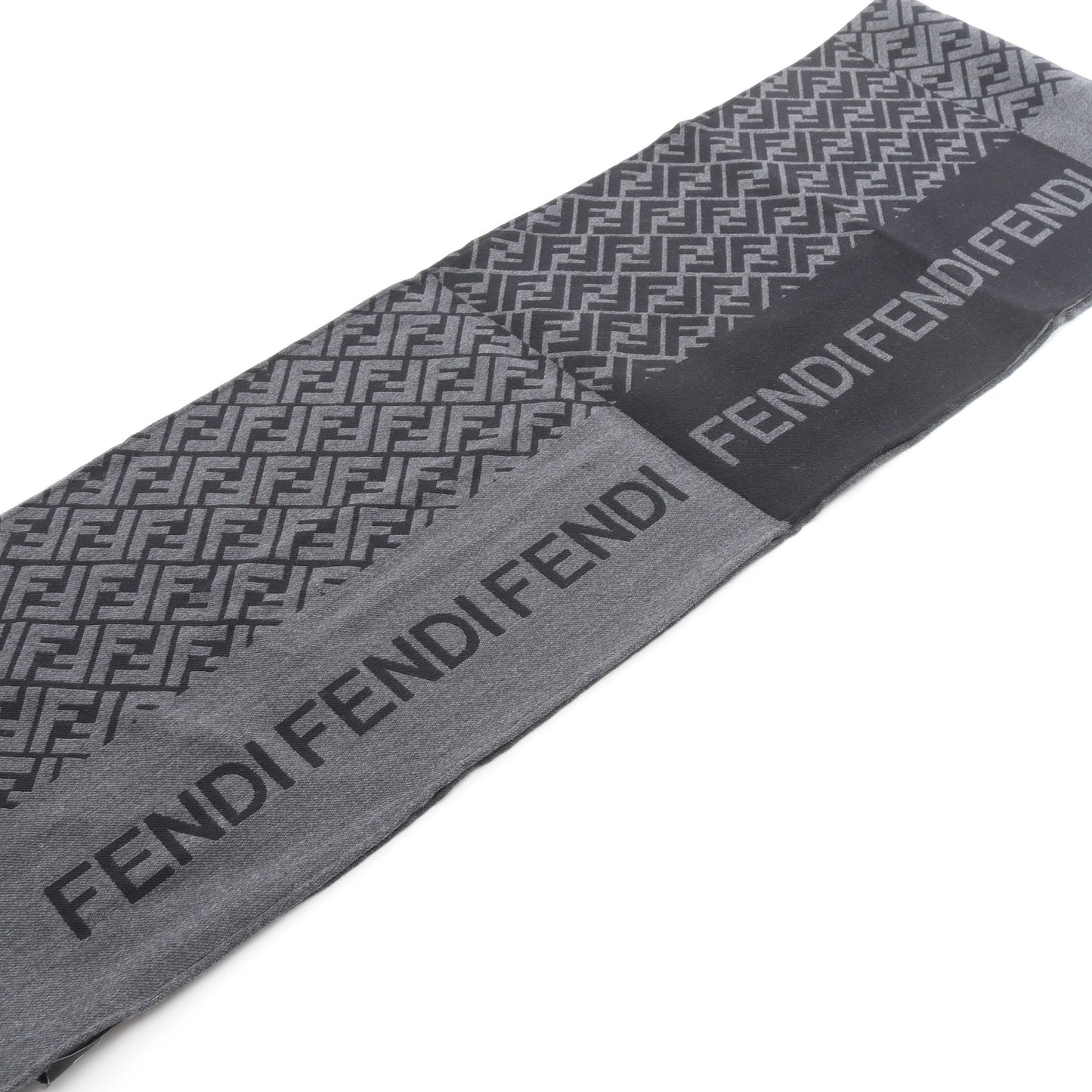 FF柄 マフラー ウール シルク グレー ブラック フェンディ 財布・小物 FENDI