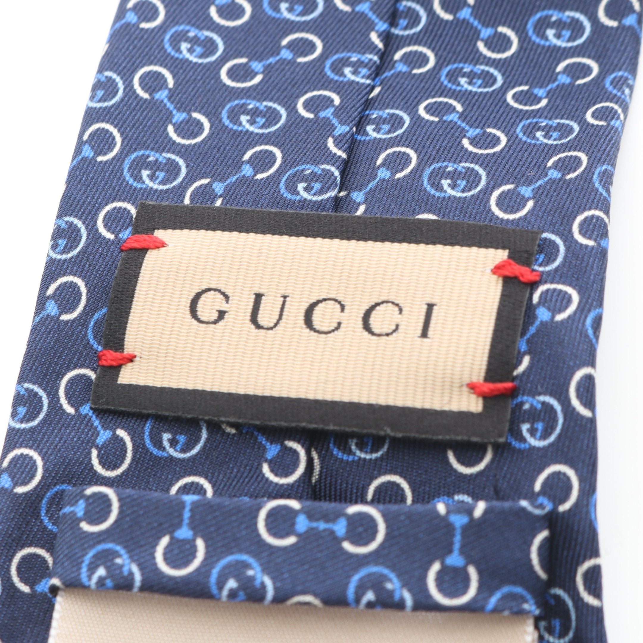 新品タグ付 GUCCI グッチ ネクタイ GGインターロッキング総柄 ネイビー インターロッキングG ネクタイ 総柄 シルク ネイビー ブルー グッチ