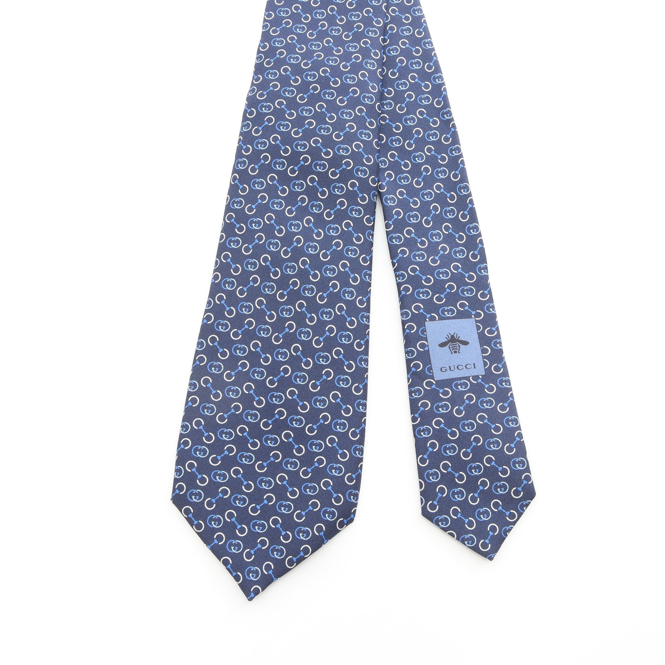 インターロッキングG ネクタイ 総柄 シルク ネイビー ブルー グッチ