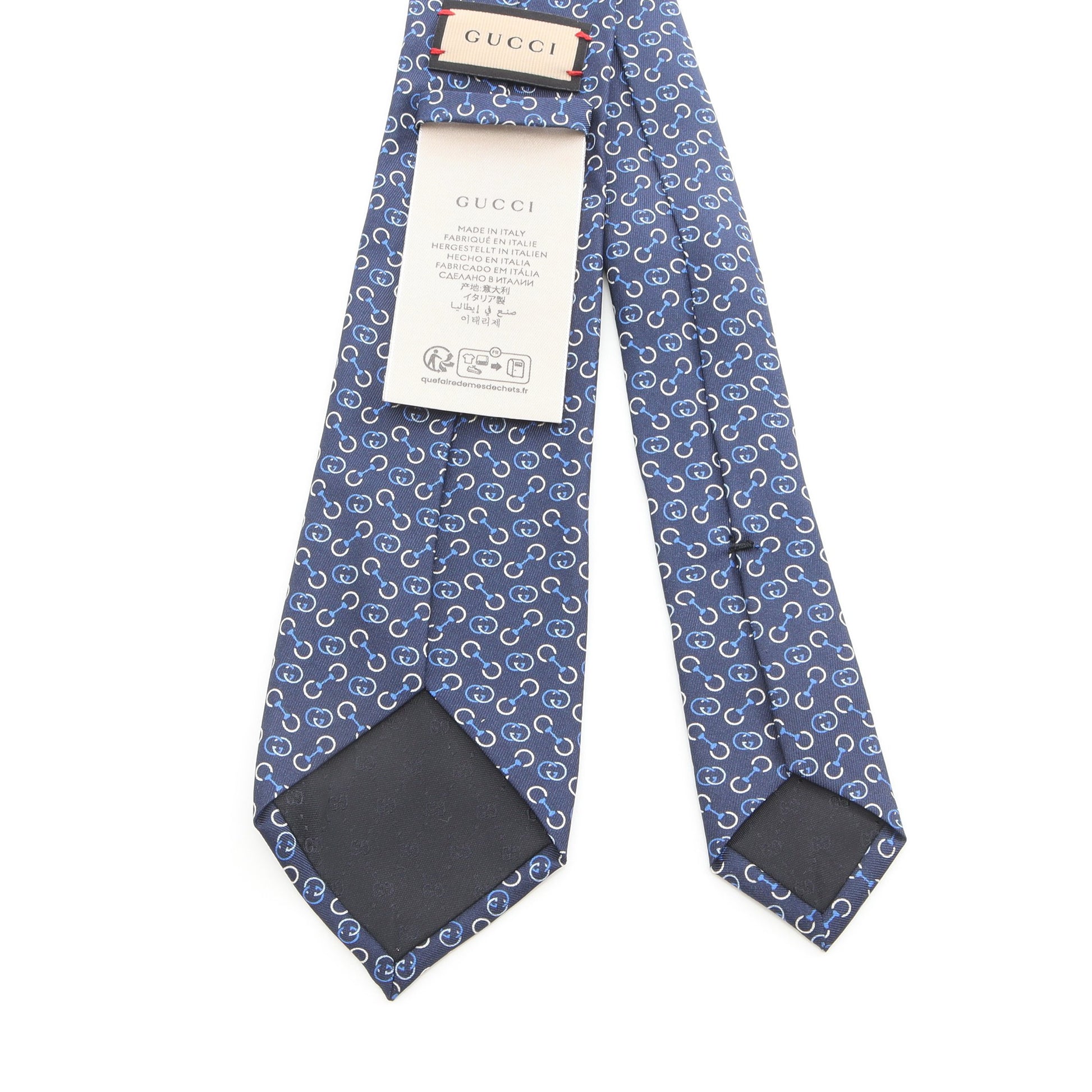 インターロッキングG ネクタイ 総柄 シルク ネイビー ブルー グッチ 財布・小物 GUCCI
