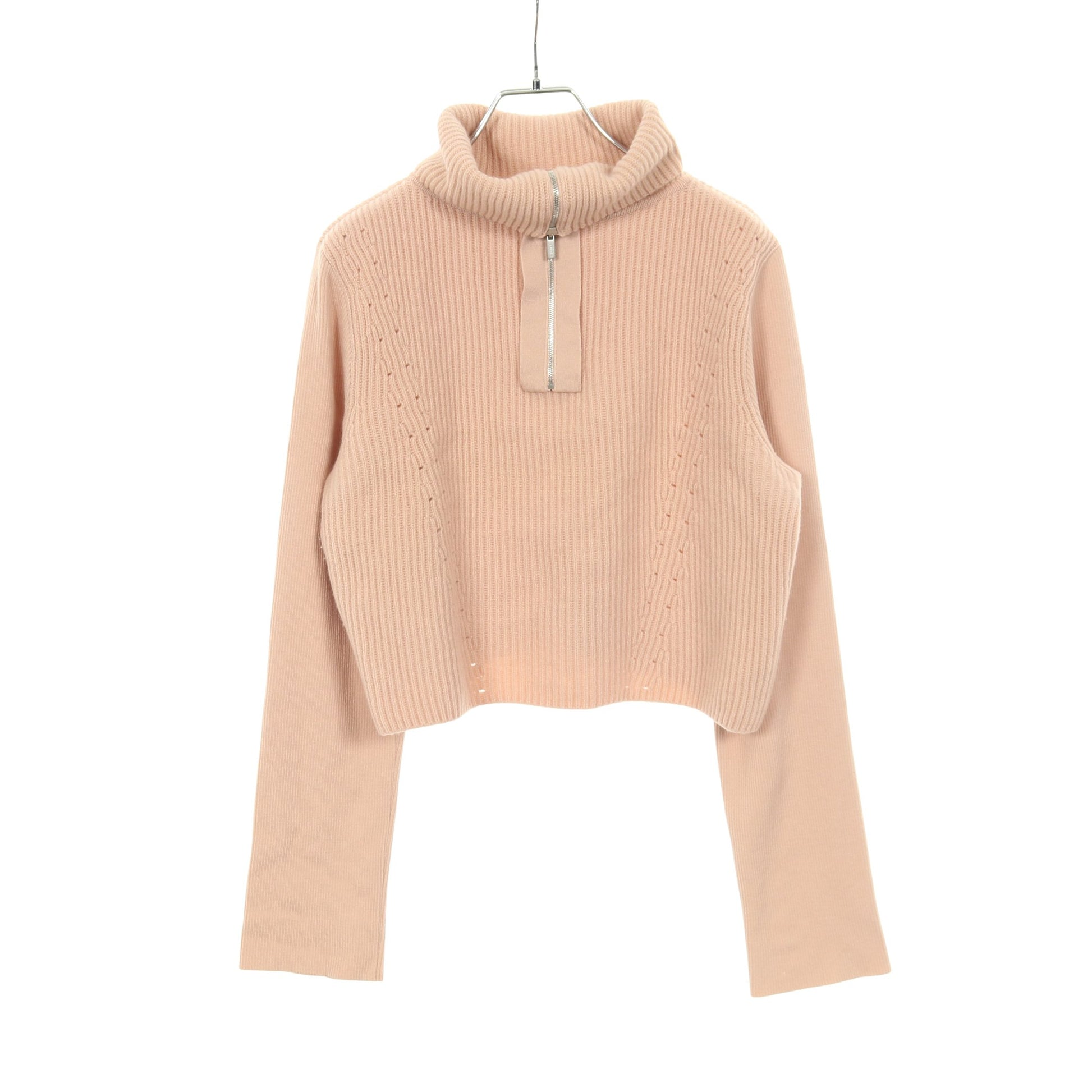 ニット ハーフジップ ウール シルク カシミヤ ピンク 袖切替 フォクシー トップス FOXEY
