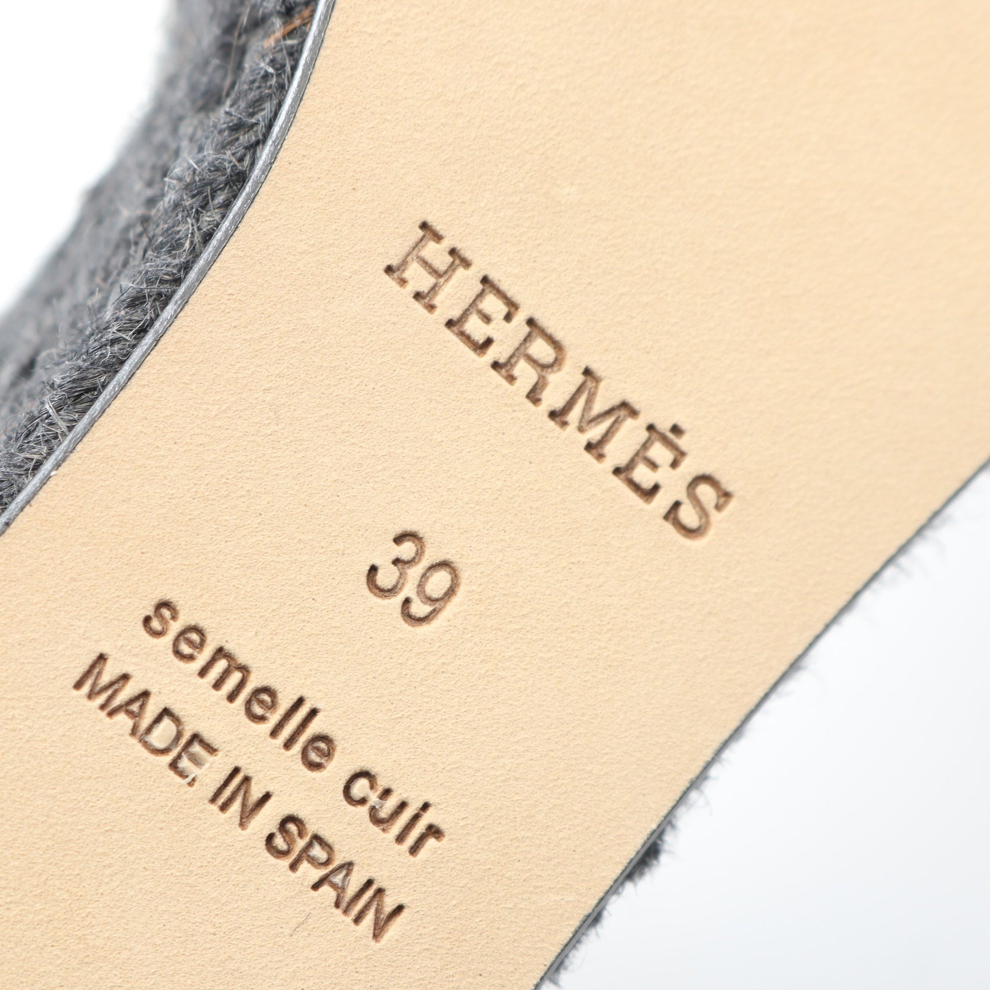 ティポリ エスパドリーユ サンダル レザー ジュート ブラック エルメス シューズ HERMES