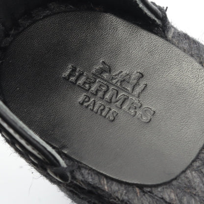 ティポリ エスパドリーユ サンダル レザー ジュート ブラック エルメス シューズ HERMES