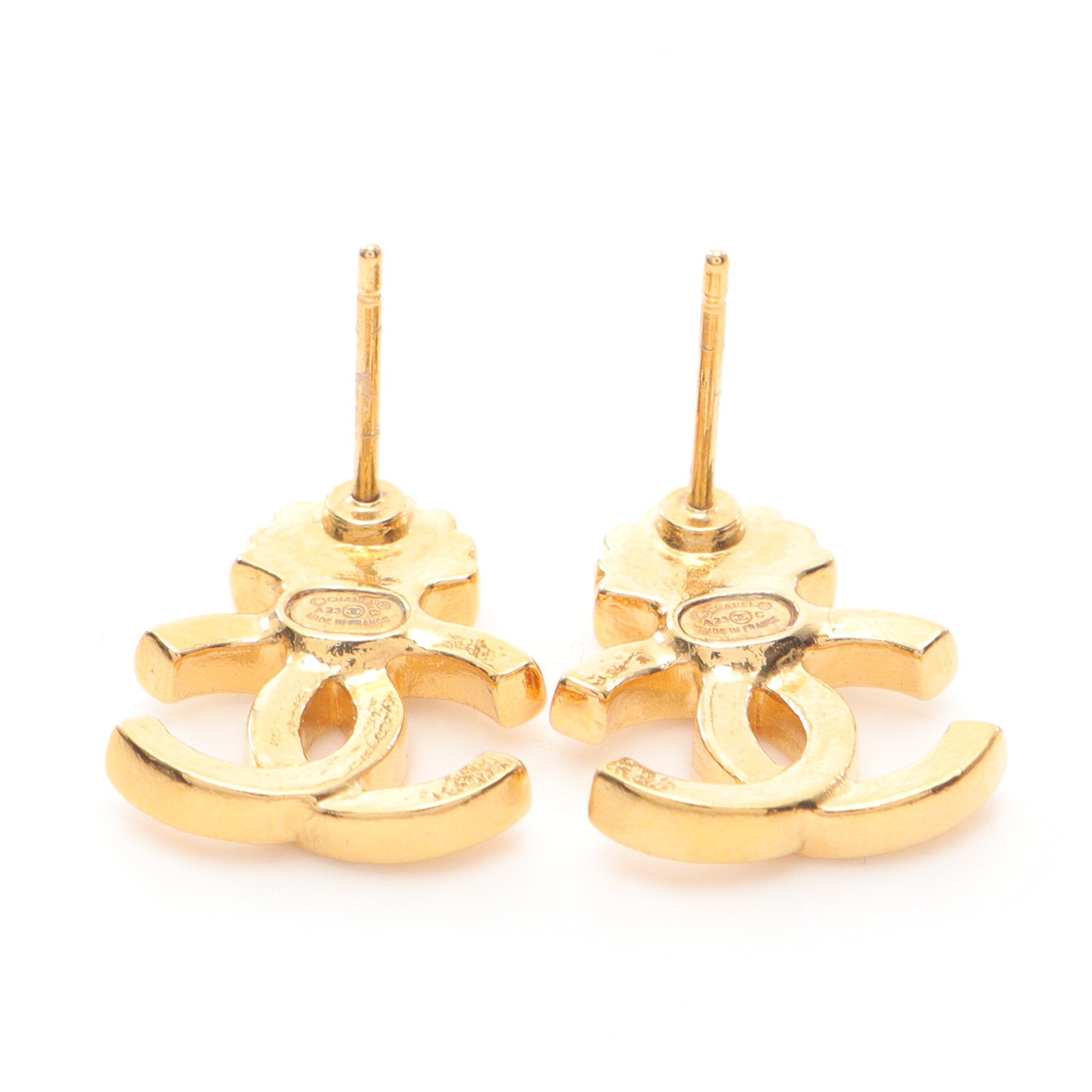 ココマーク シェル ピアス GP ラインストーン ゴールド クリア A23C