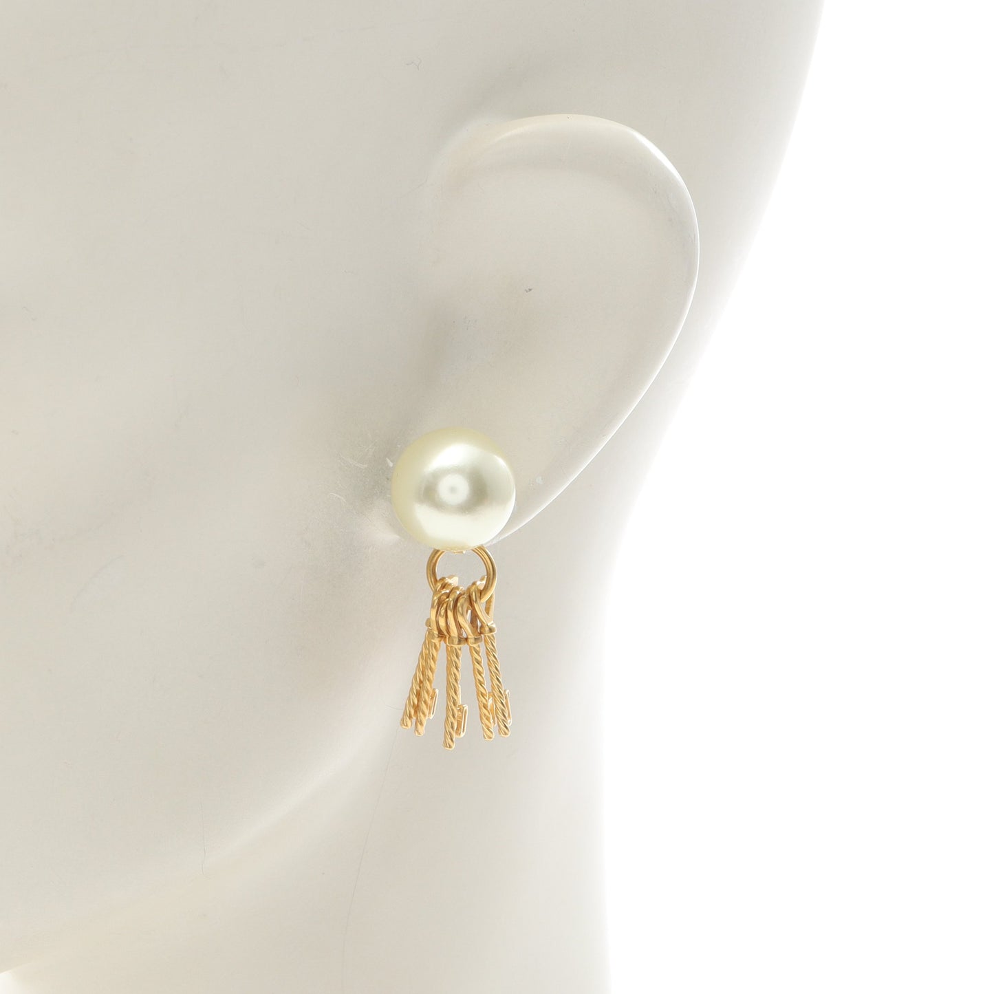 J'ADIOR トライバル ピアス 鍵 フェイクパール GP オフホワイト ゴールド ディオール アクセサリー DIOR