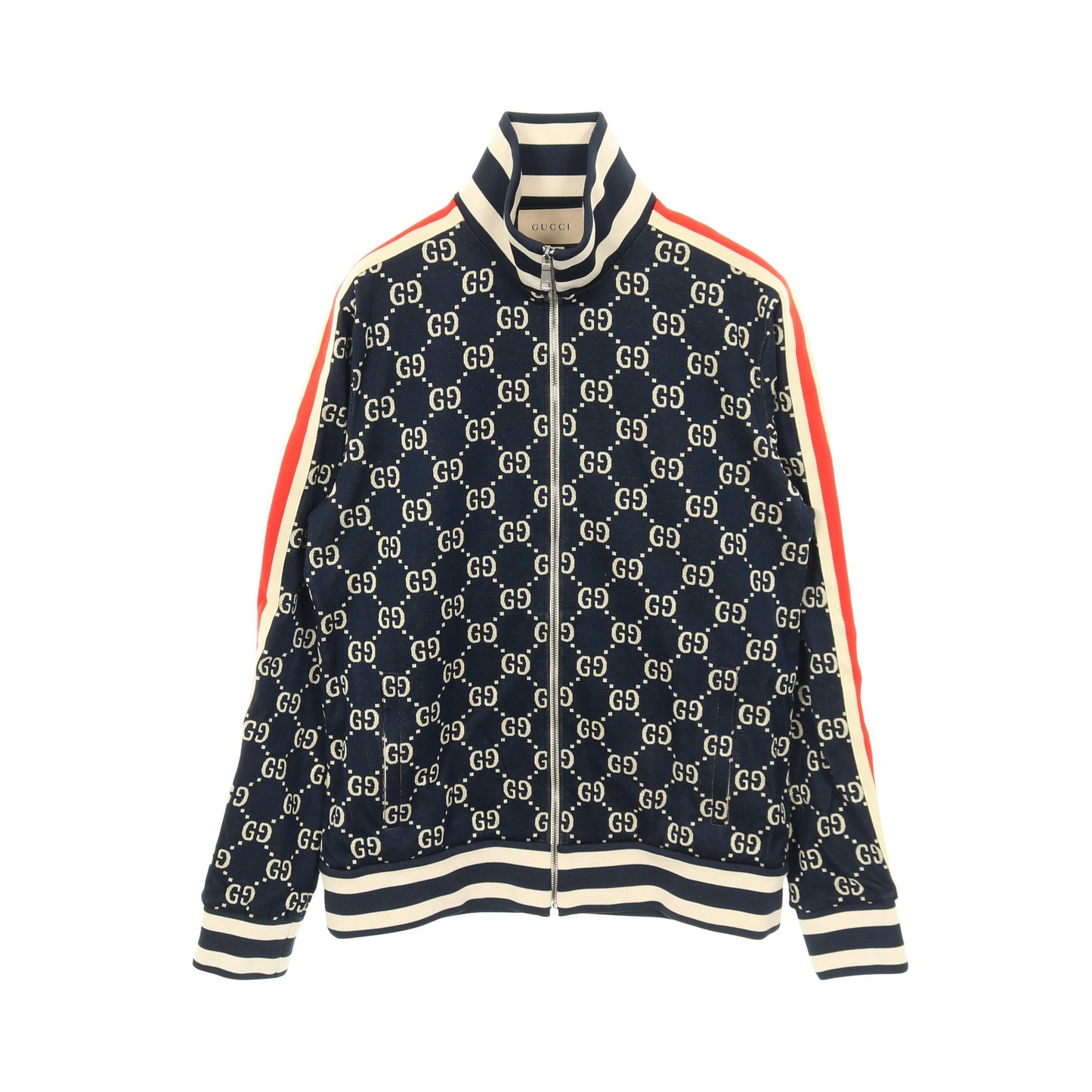 GGジャガード トラックジャケット ネイビー アイボリー レッド グッチ アウター GUCCI