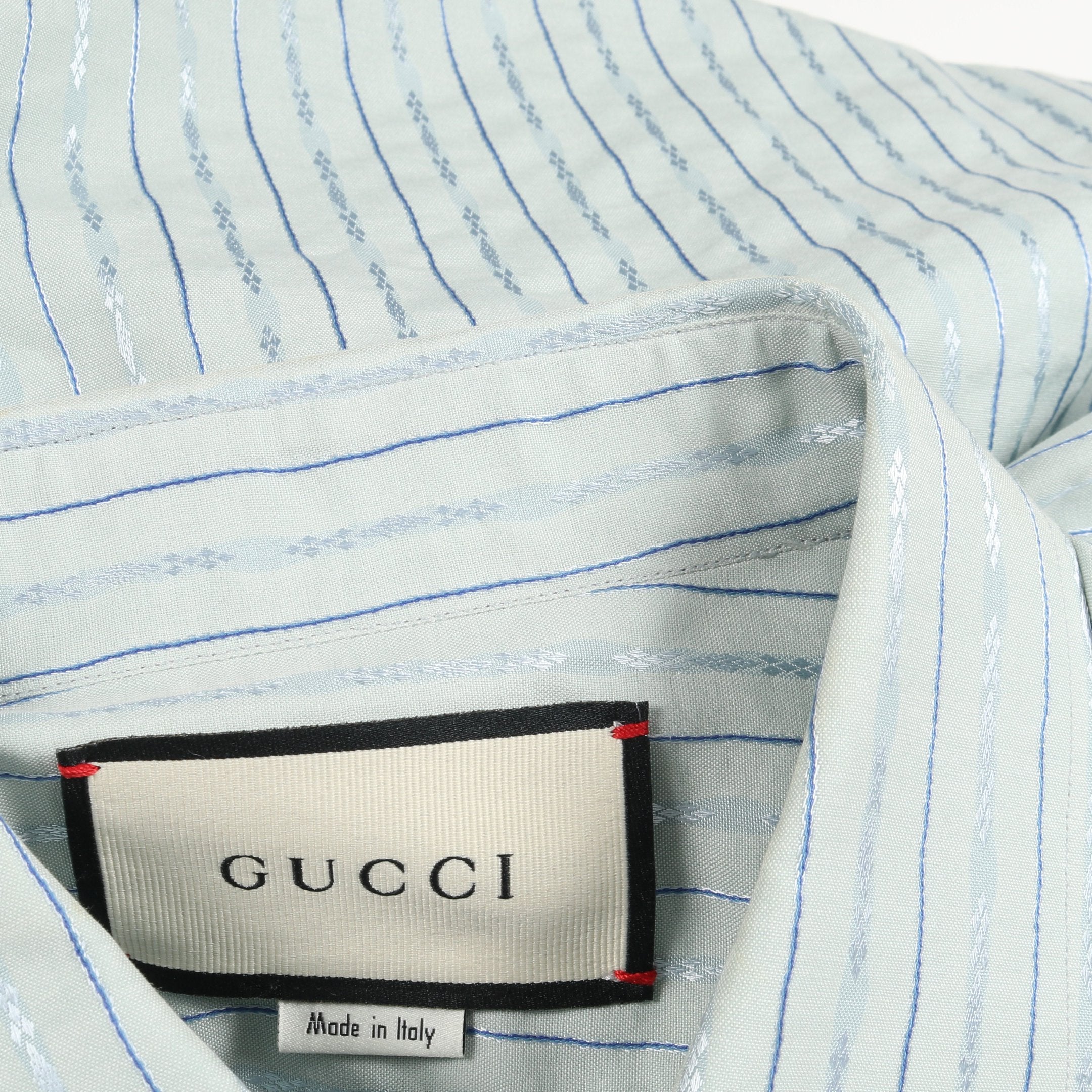 ストライプ シャツ 長袖 ロゴ刺繍 コットン レーヨン ライトブルー