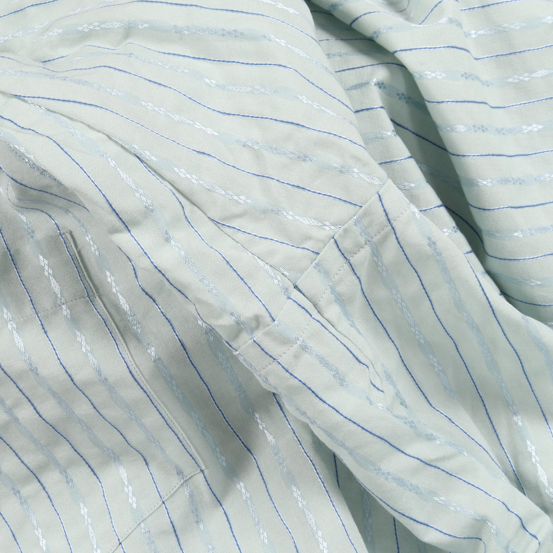 ストライプ シャツ 長袖 ロゴ刺繍 コットン レーヨン ライトブルー