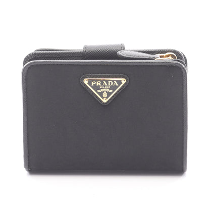 PORTAF PICCOLO LAMPO 二つ折り財布 ナイロンキャンバス レザー ブラック プラダ 財布・小物 PRADA