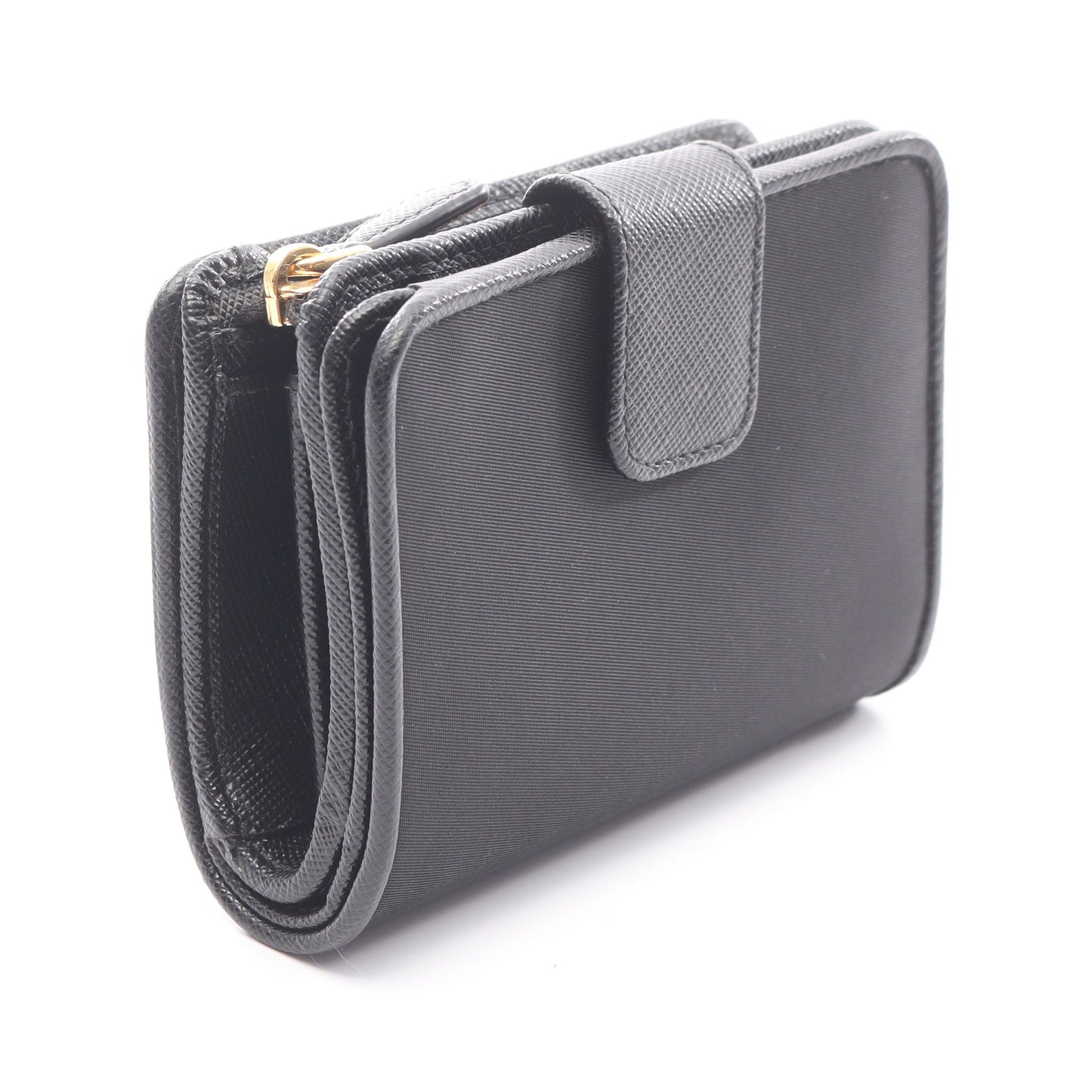 PORTAF PICCOLO LAMPO 二つ折り財布 ナイロンキャンバス レザー ブラック プラダ 財布・小物 PRADA